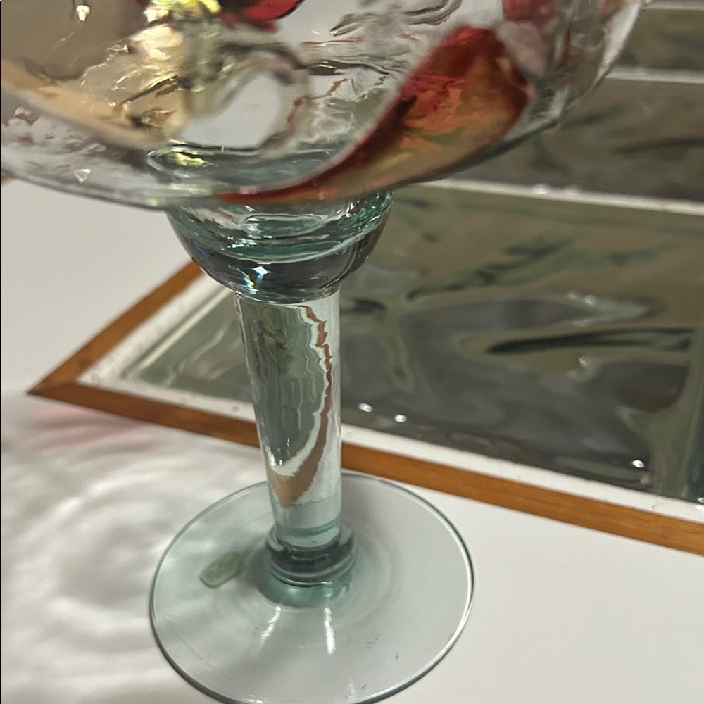 Unique Glass Margarita Goblets with Red and yellow chili pepper accents. - Picture 5 of 8